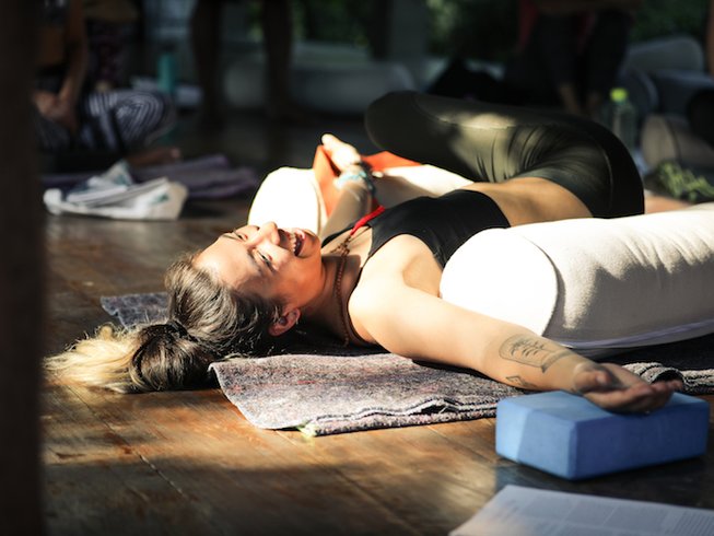 woman during somatic therapy exercise
